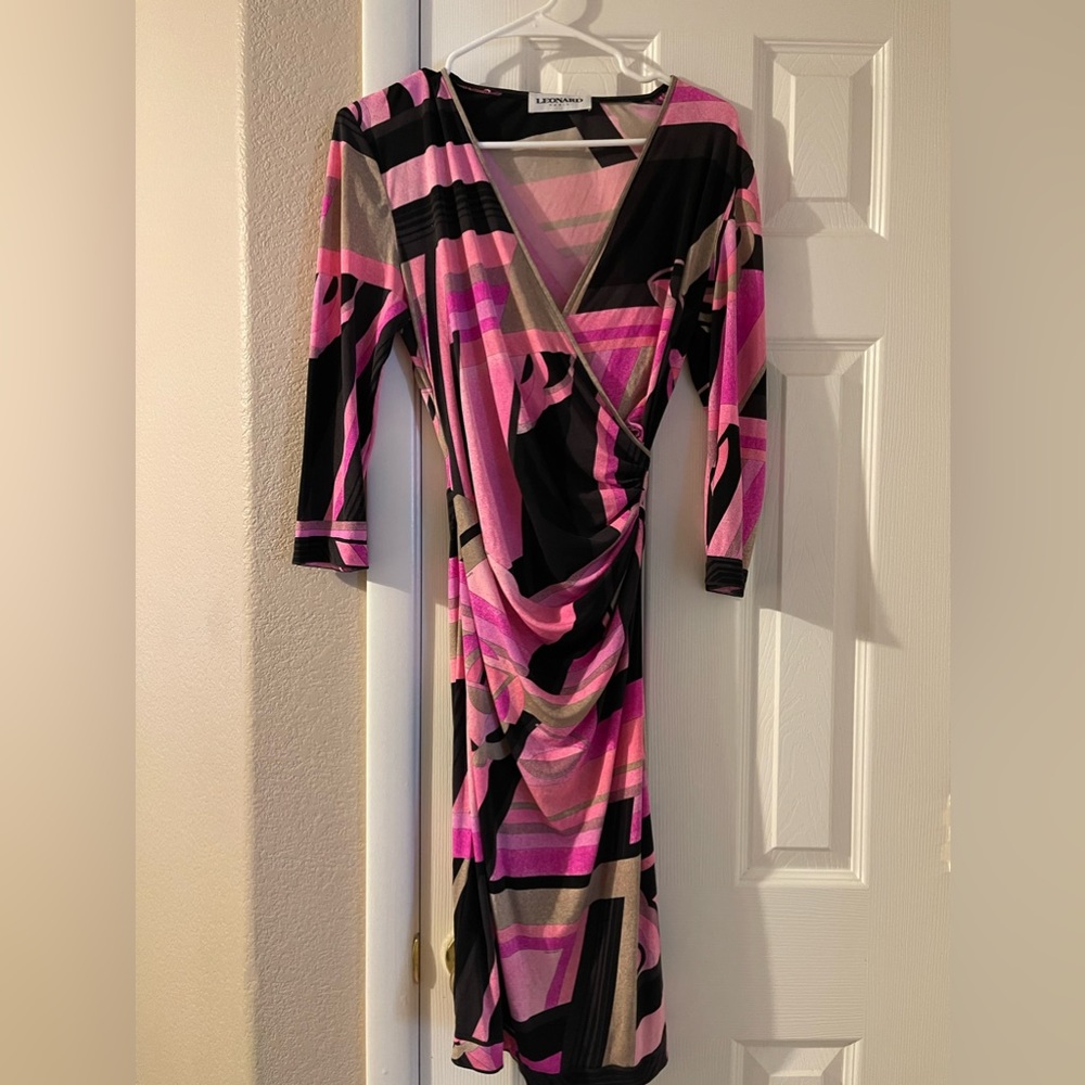 Leonard Paris vintage v-neck midi dress